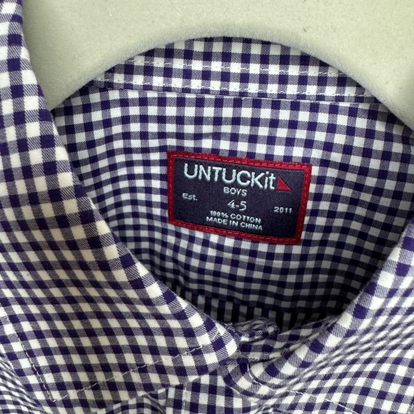 UNTICKit Boys Button Down Gingham Shirt Size 4-5 - Picture 2 of 3